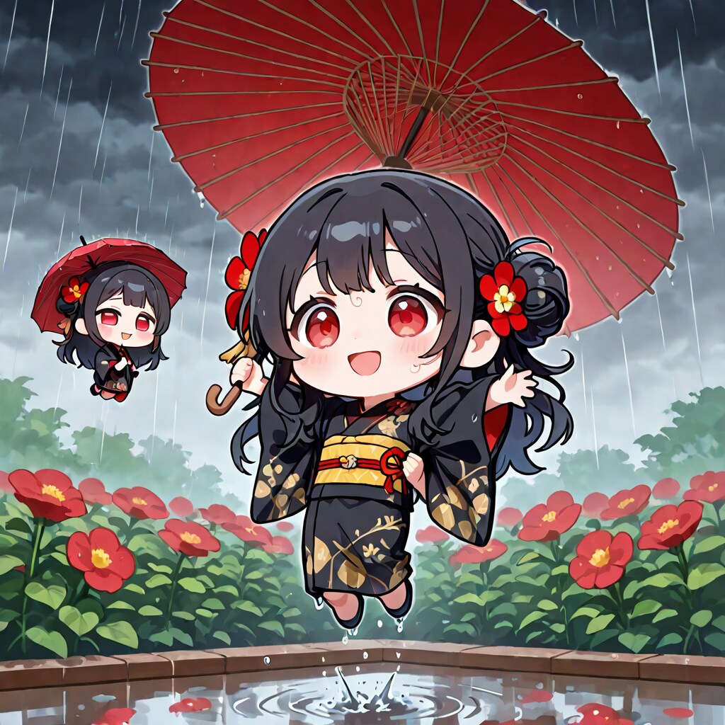 雨の中遊ぶミニトキヒメ