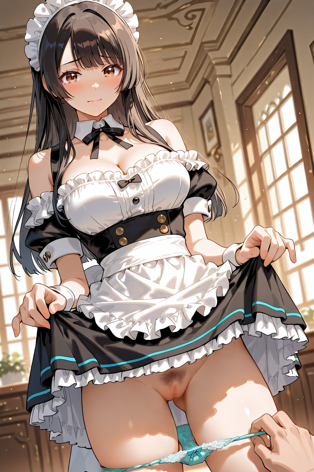 黒髪のメイドちゃん（セミロングヘア）