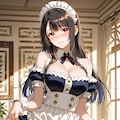 黒髪のメイドちゃん（セミロングヘア） 2枚目