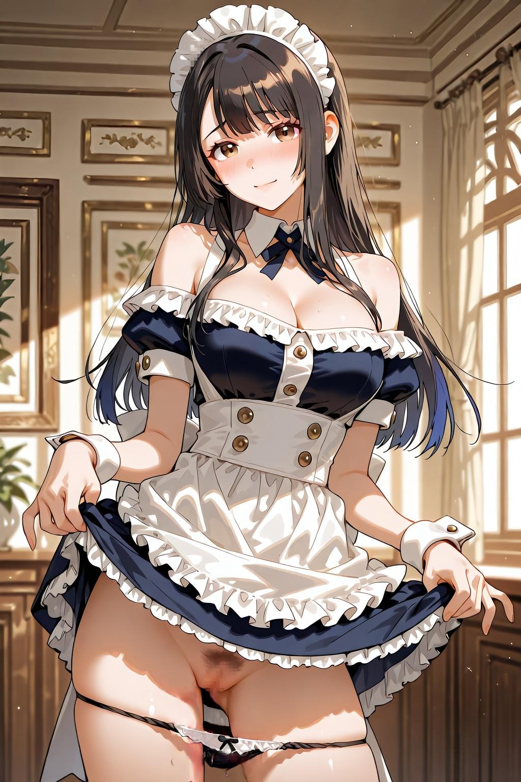 黒髪のメイドちゃん（セミロングヘア）