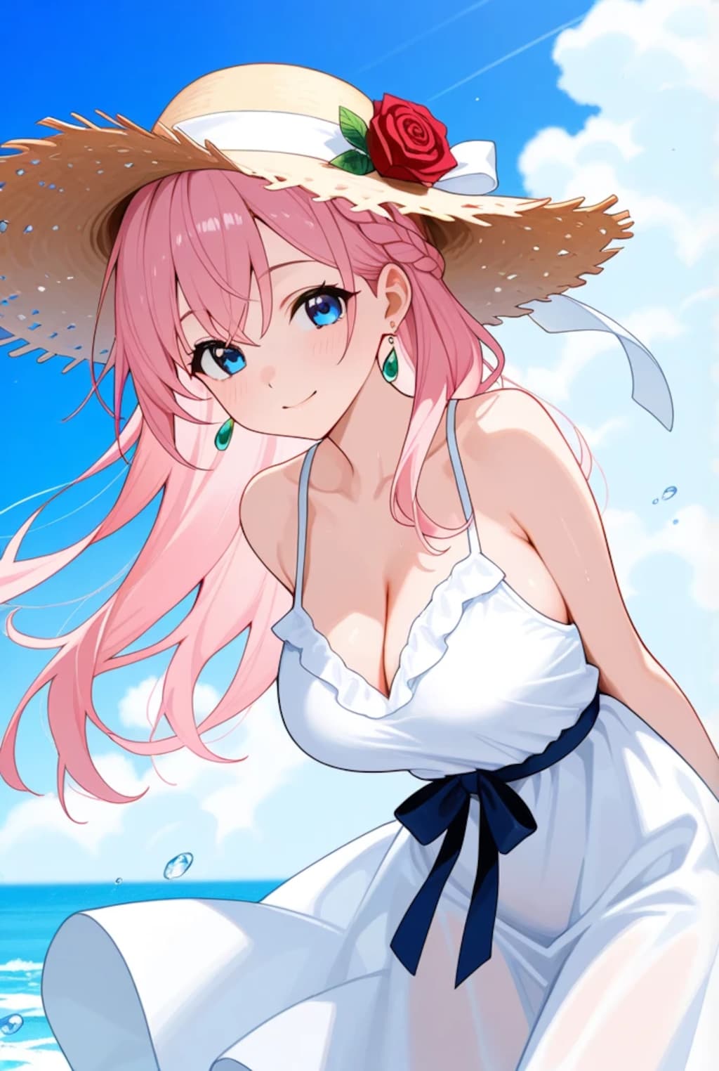 夏、浜辺、麦わら少女！
