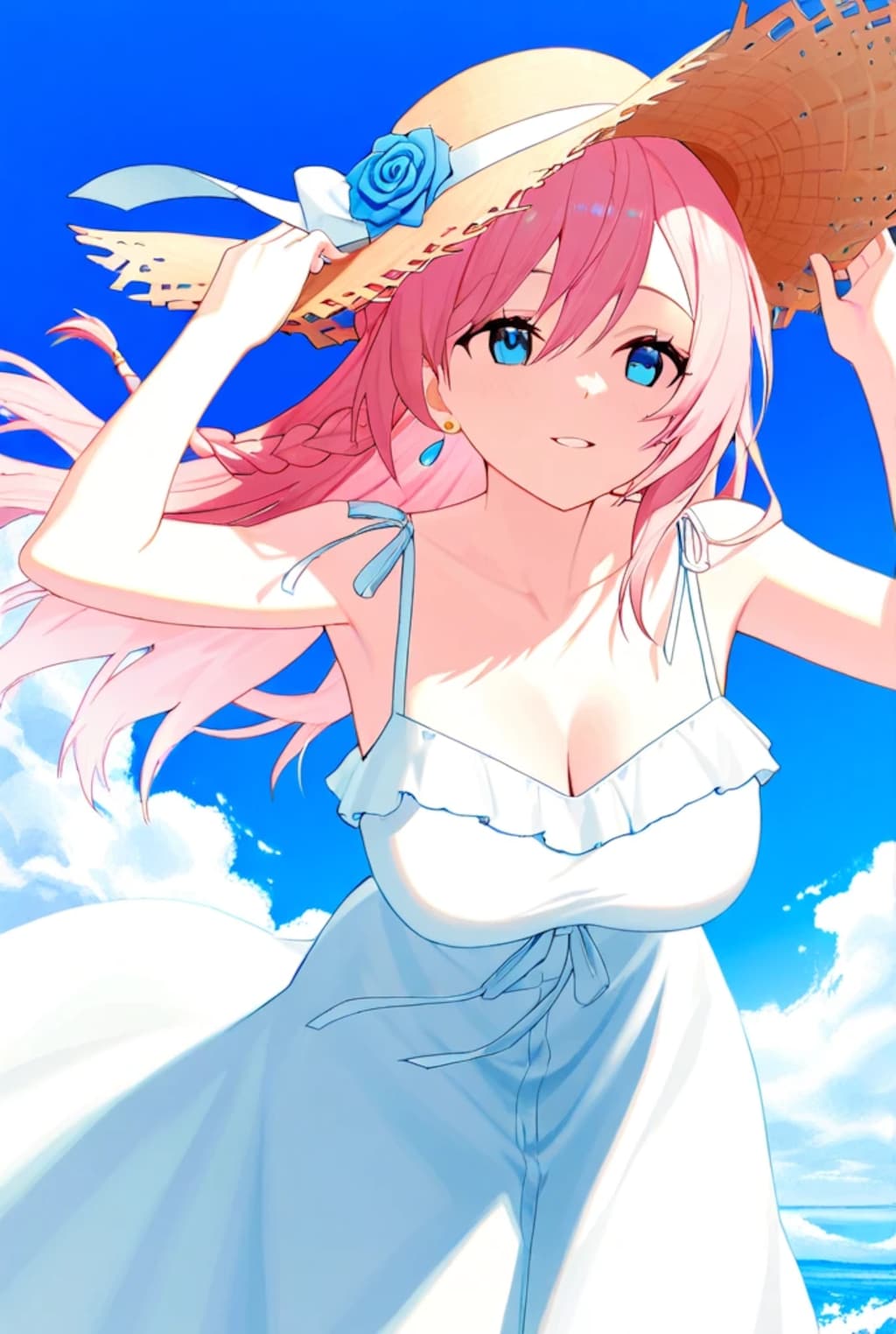 夏、浜辺、麦わら少女！