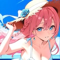 夏、浜辺、麦わら少女！ 5枚目