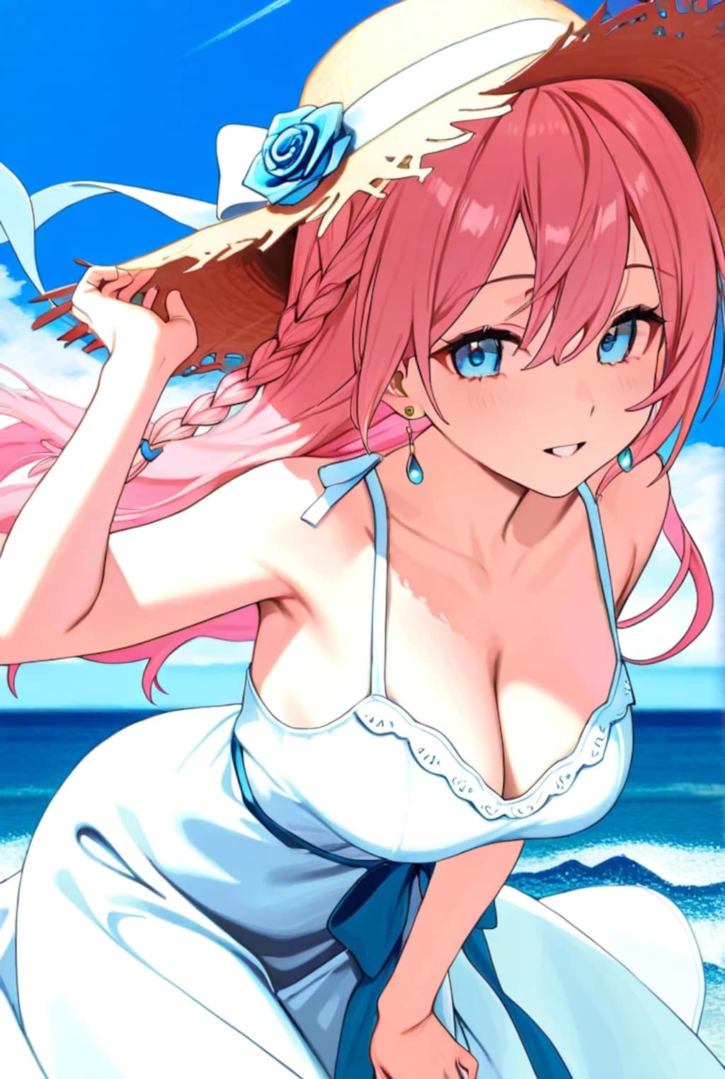 夏、浜辺、麦わら少女！