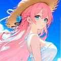 夏、浜辺、麦わら少女！ 4枚目