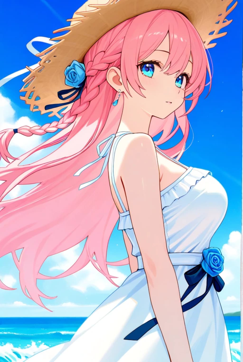 夏、浜辺、麦わら少女！