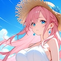 夏、浜辺、麦わら少女！ 3枚目