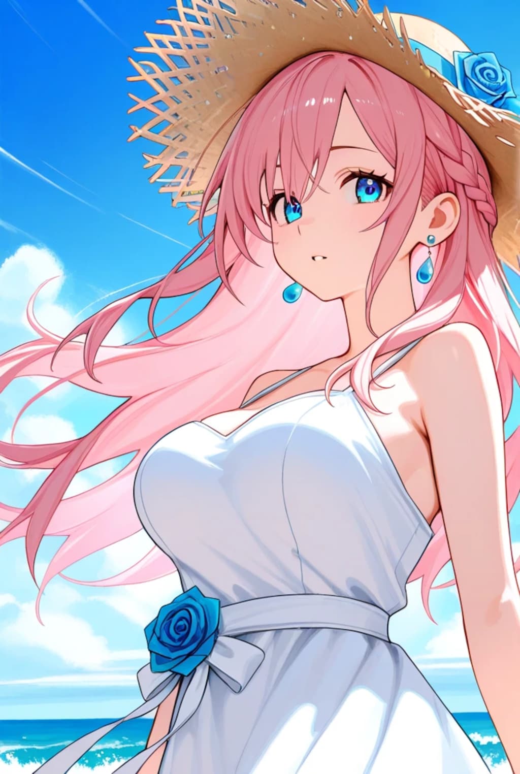 夏、浜辺、麦わら少女！