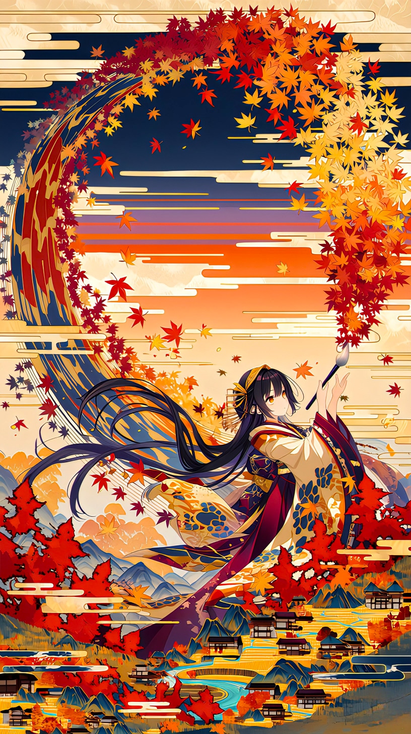 紅葉天描図 | の人気AIイラスト・グラビア