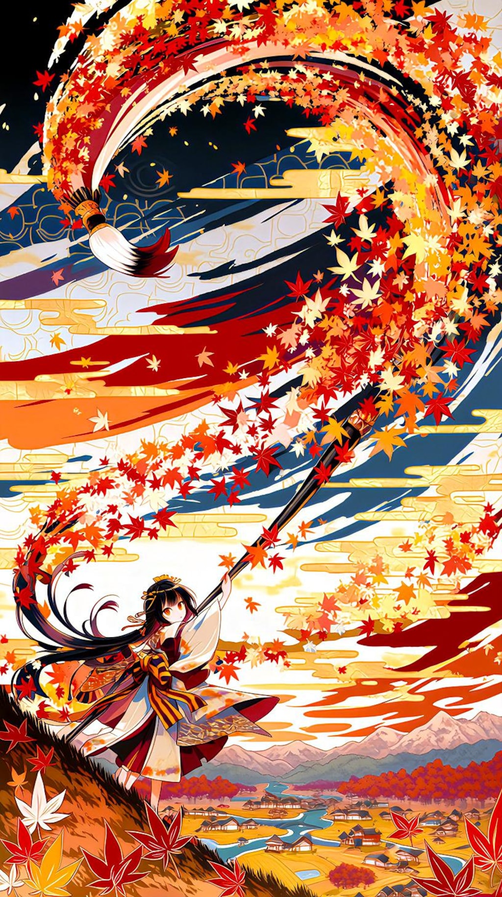 紅葉天描図