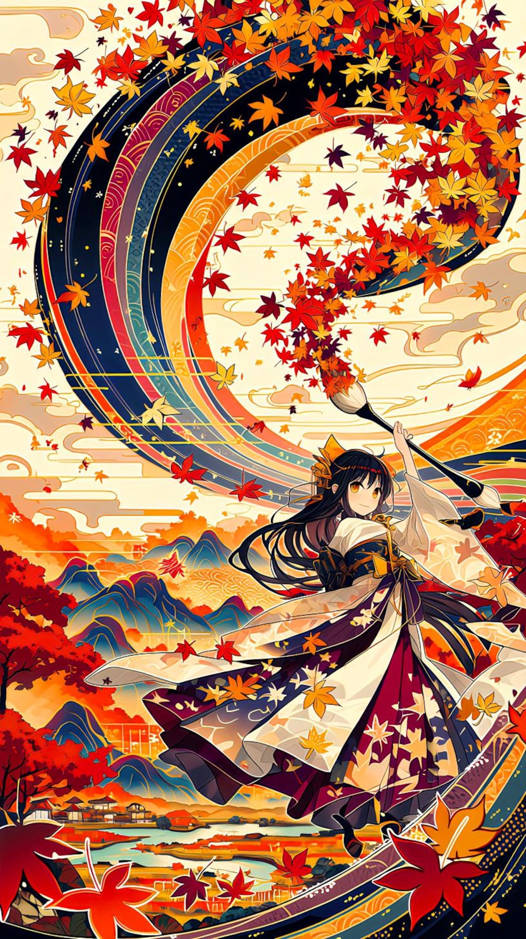 紅葉天描図