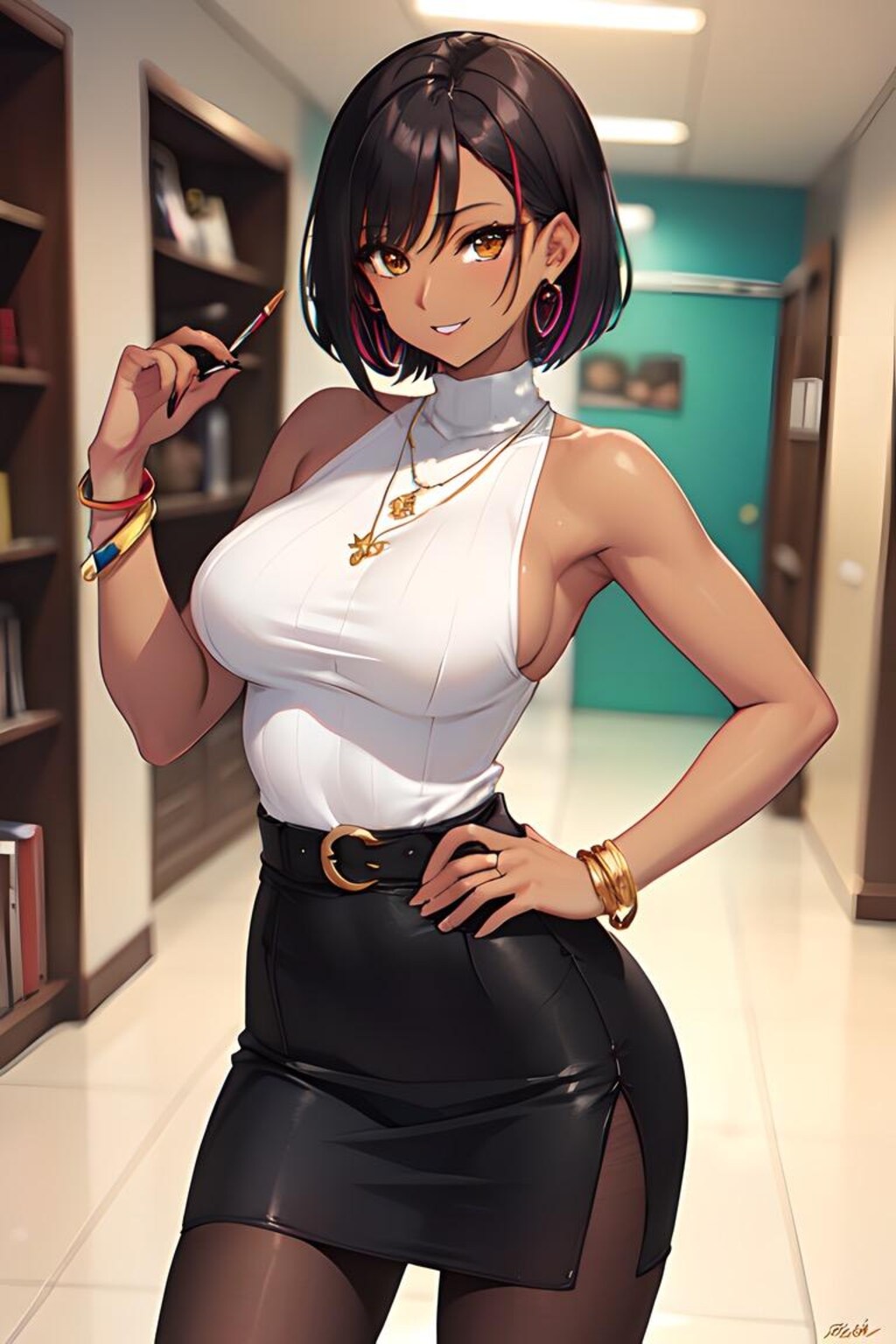 褐色ニットセータードレスギャル