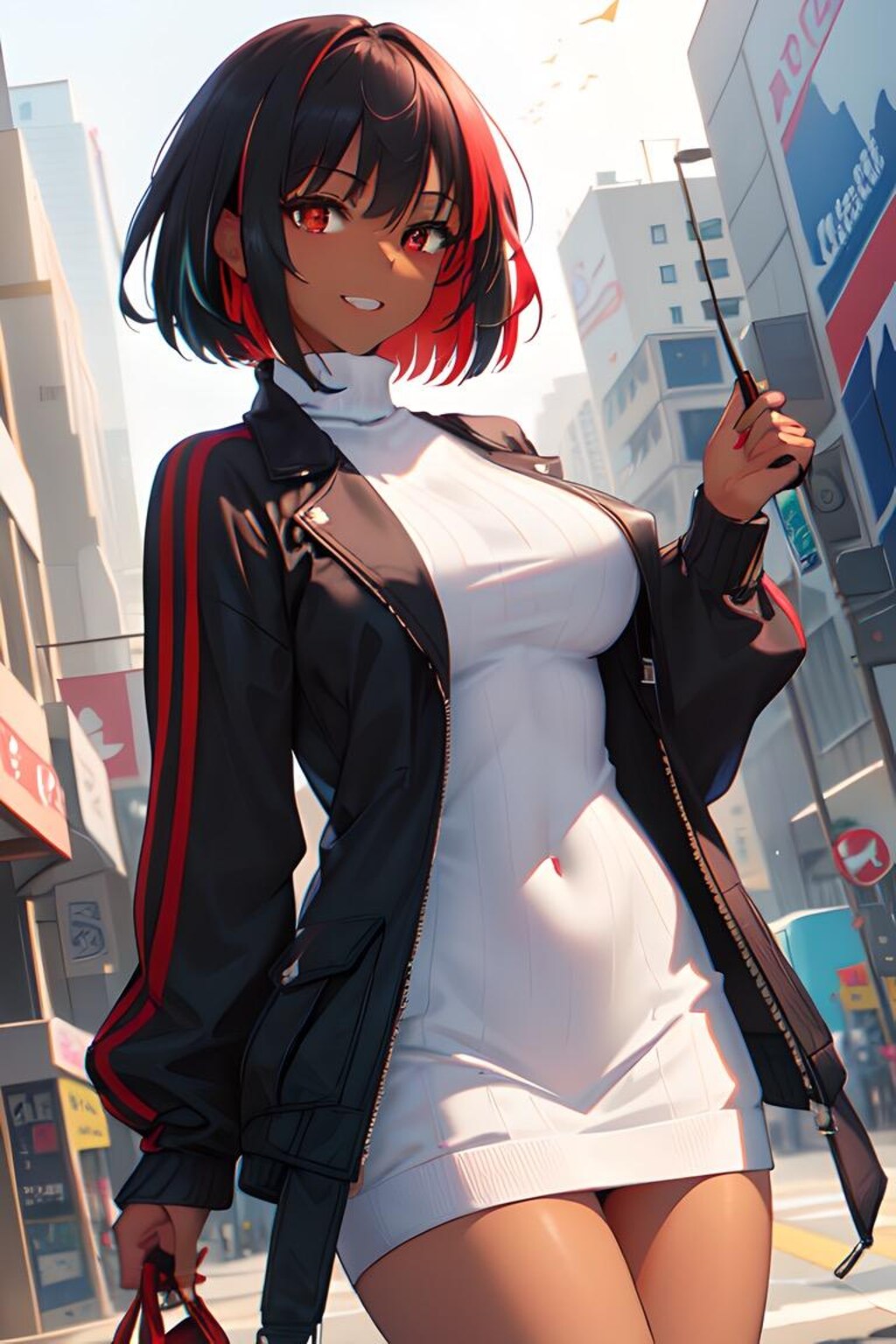 褐色ニットセータードレスギャル