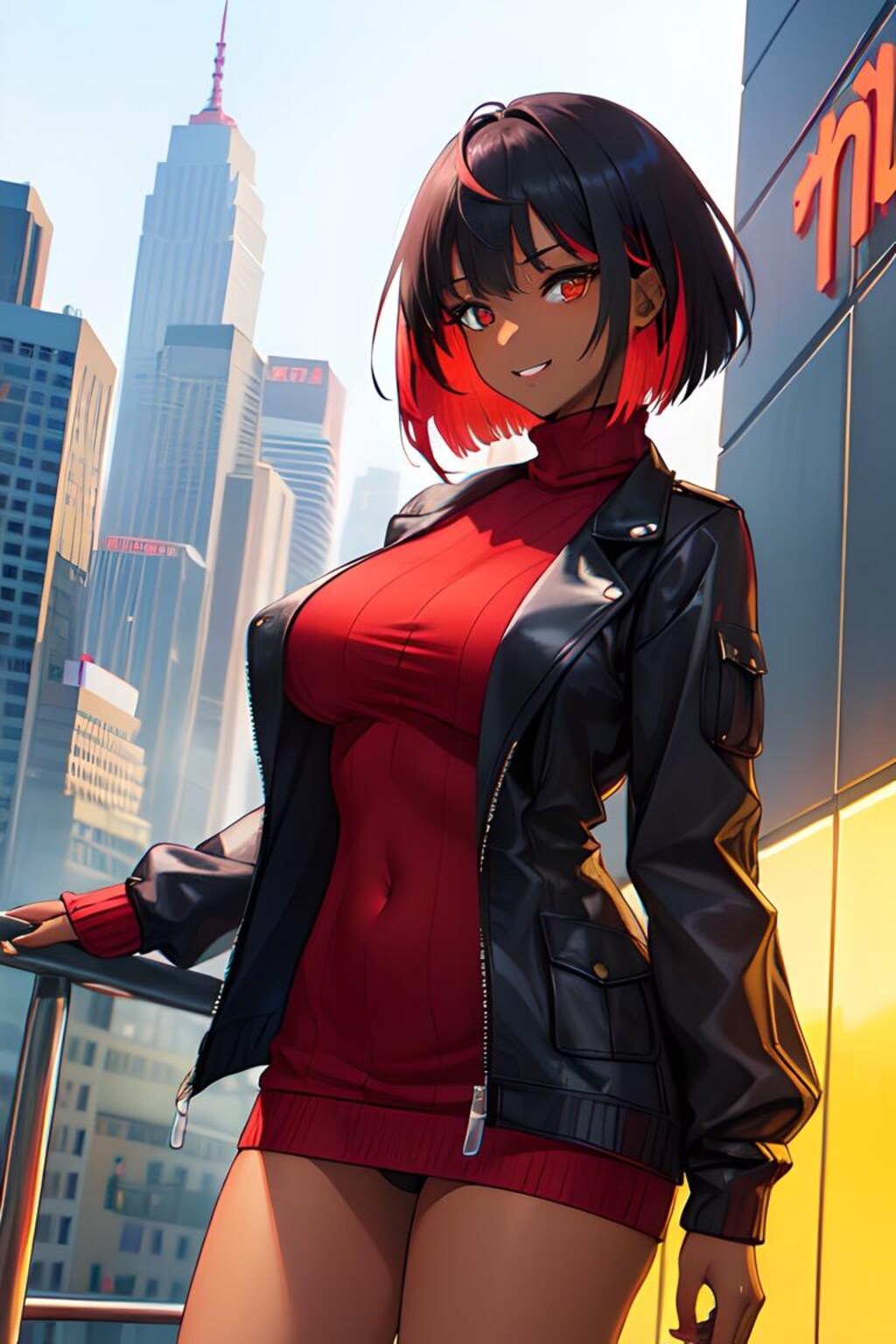 褐色ニットセータードレスギャル