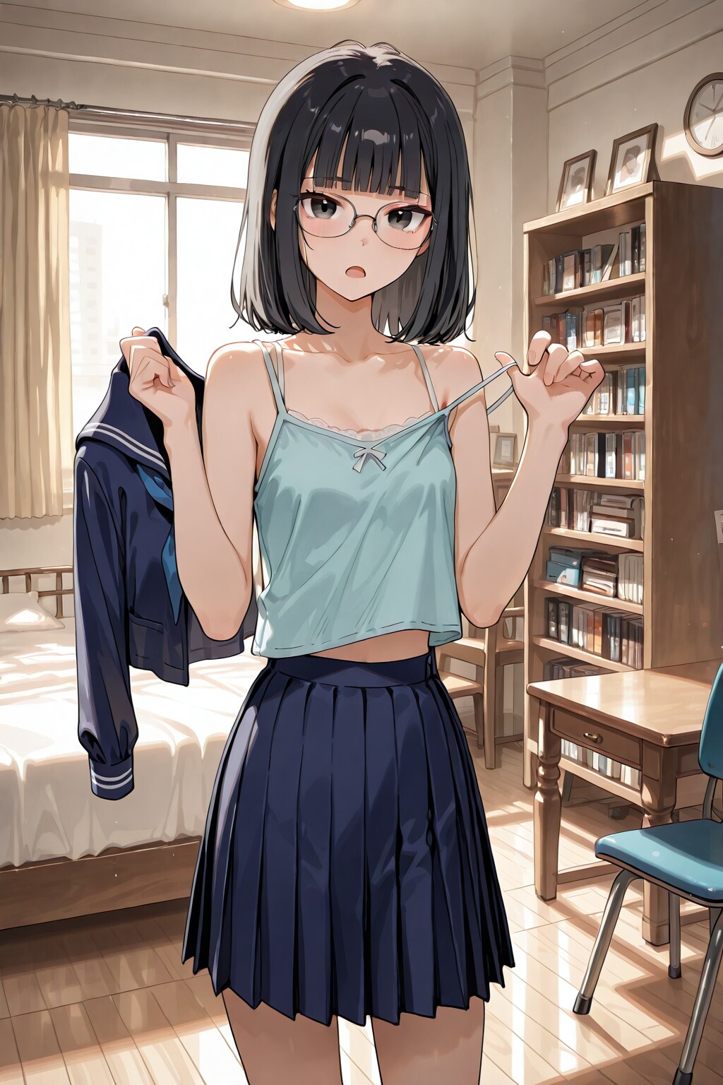 眼鏡×公立ダサ制服女子５０ | の人気AIイラスト・グラビア