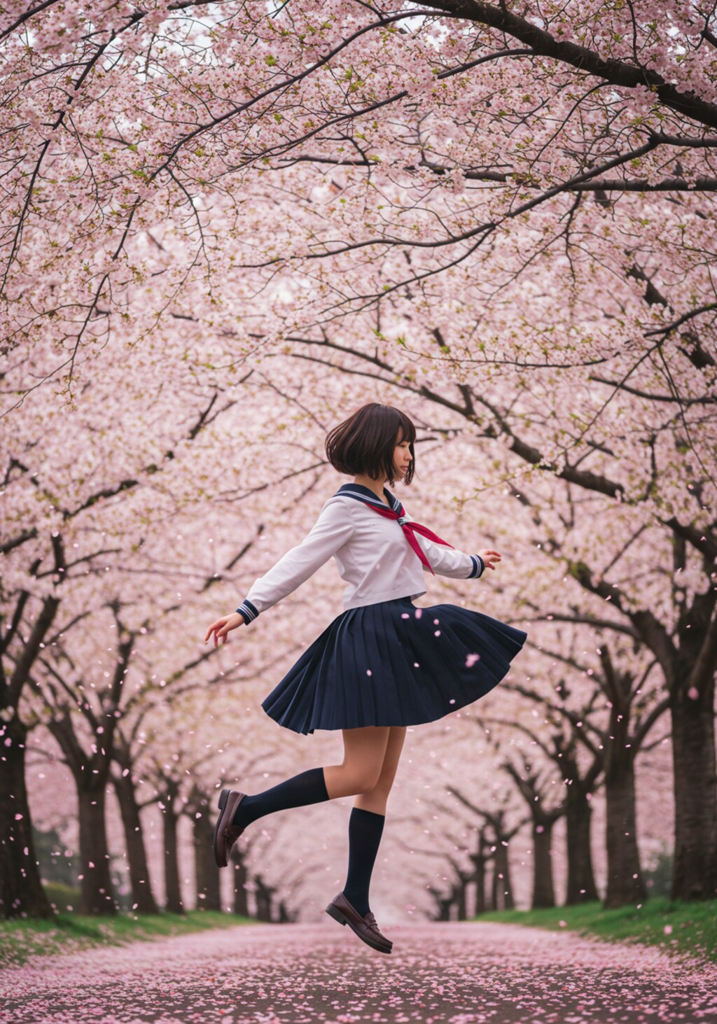 舞う　桜の下で