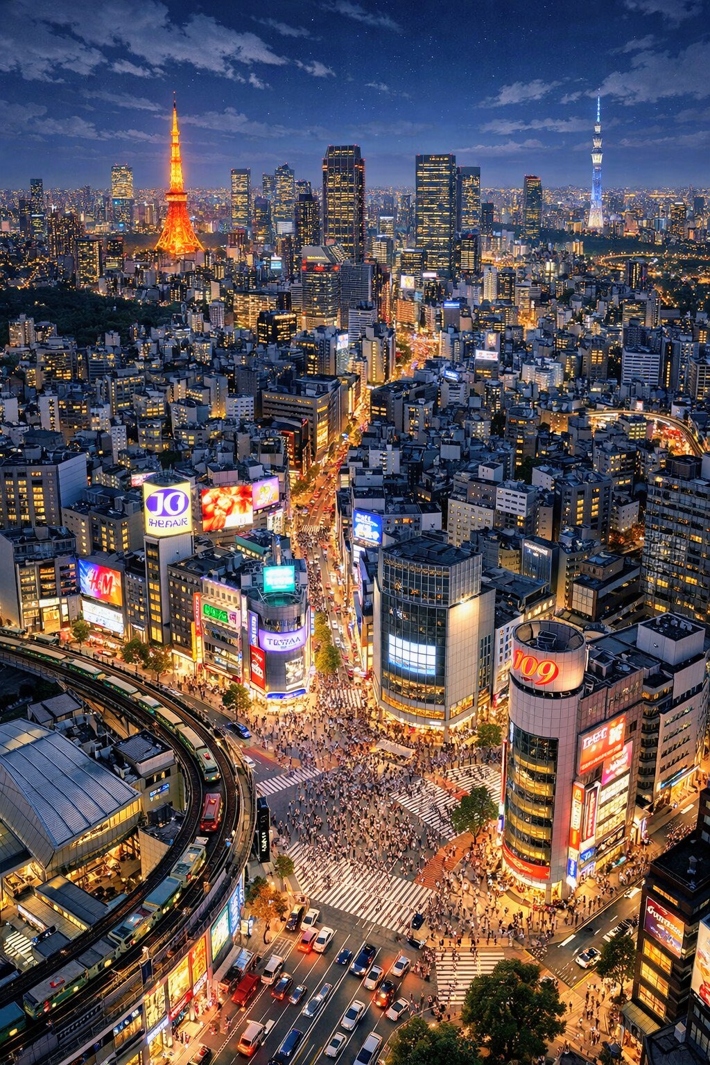 渋谷夜景🌃 | の人気AIイラスト・グラビア