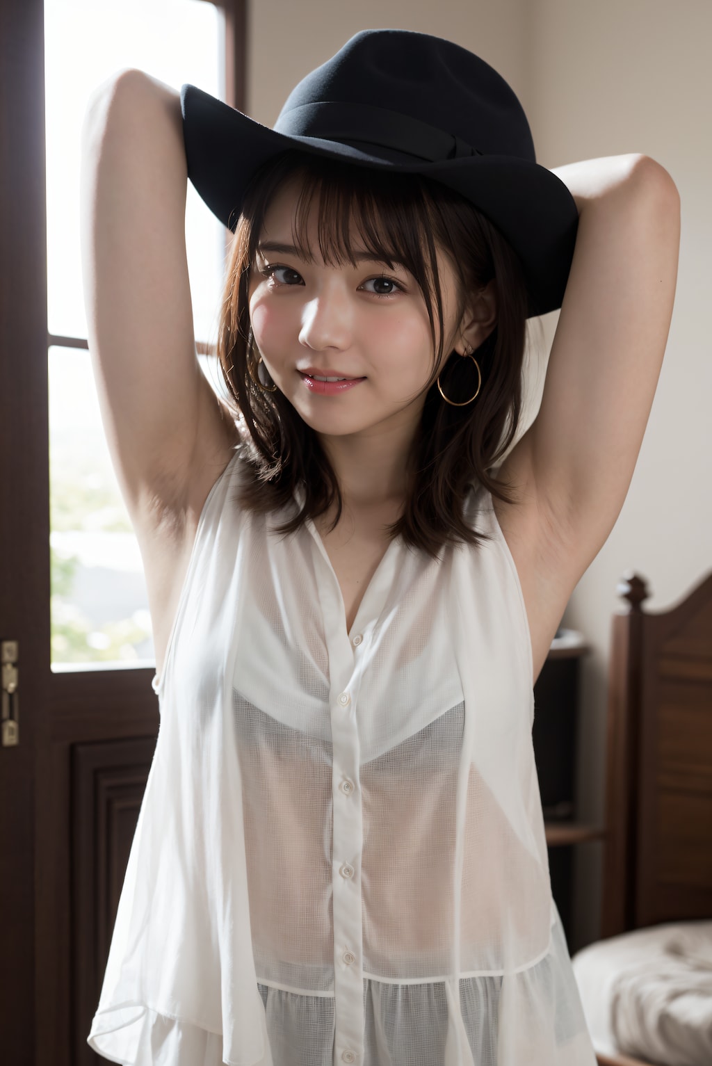 頬を赤くしている女性