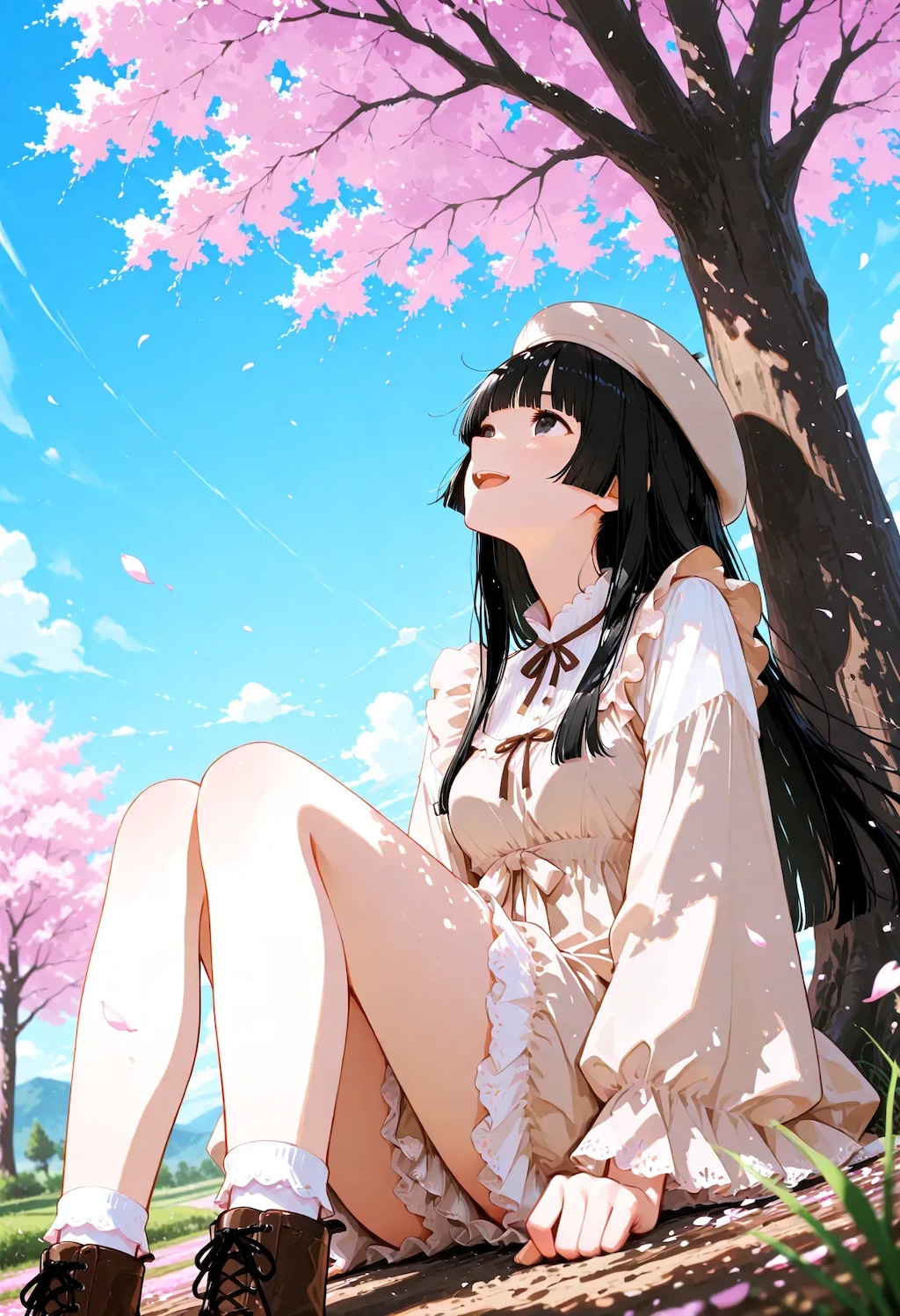 見上げれば満開の桜