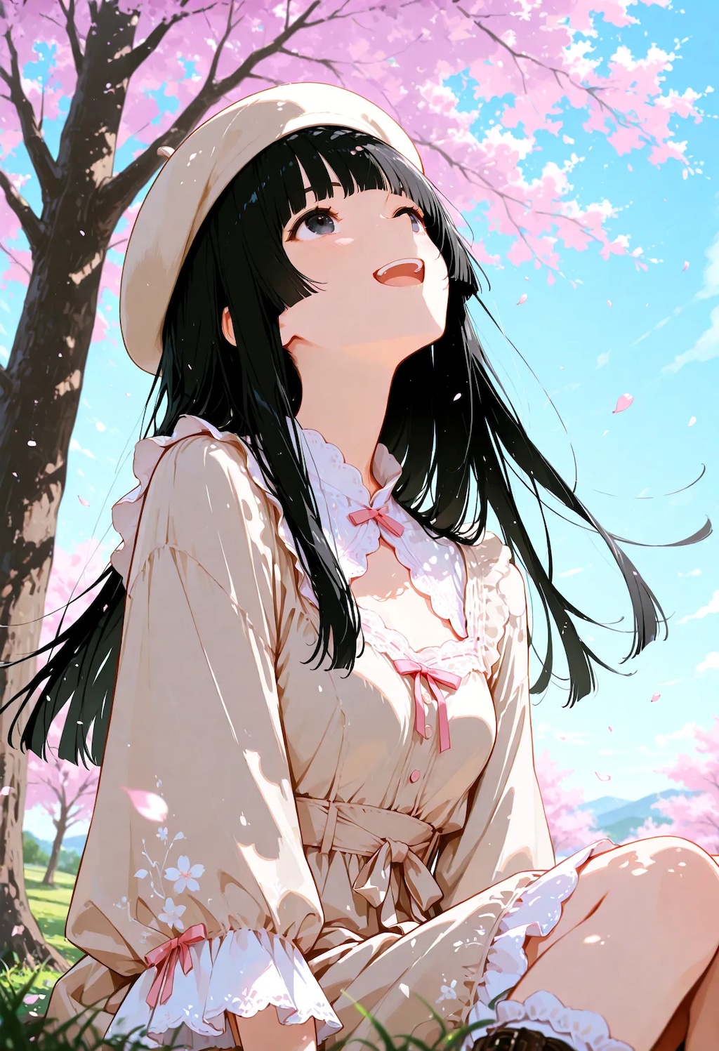 見上げれば満開の桜