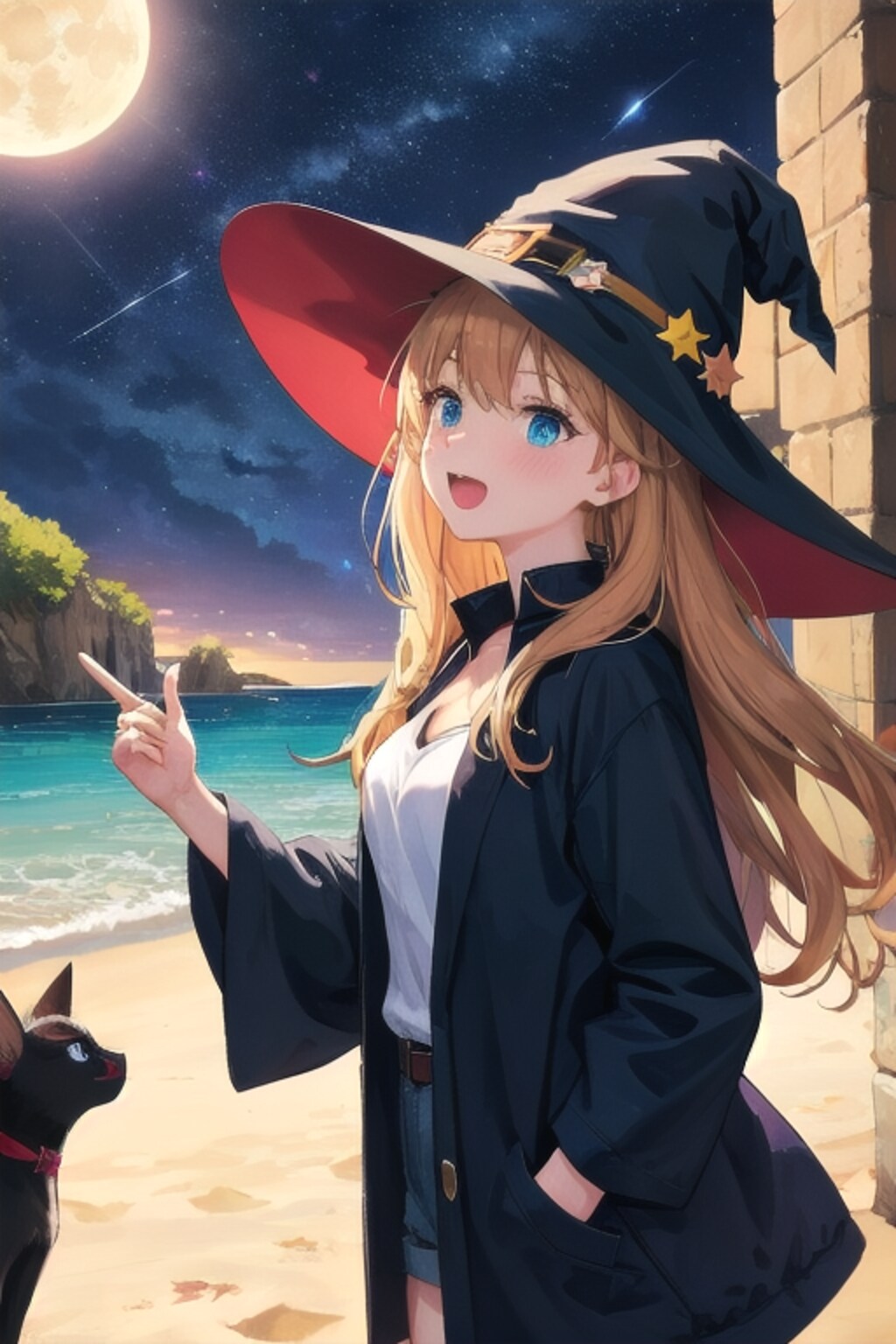 砂浜の魔女と月