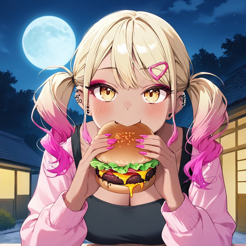 ギャル子　月見バーガー？