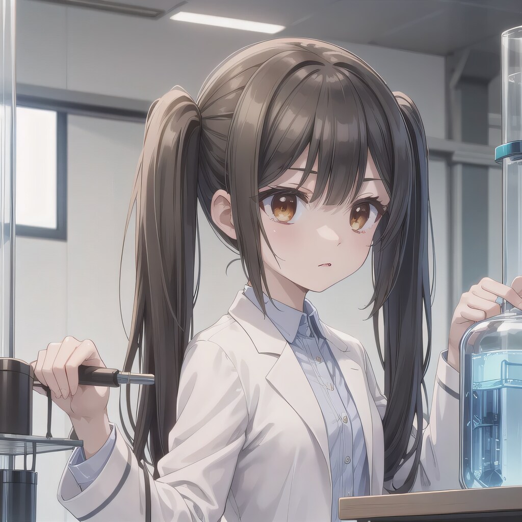 黒髪ツインテで白衣の少女３