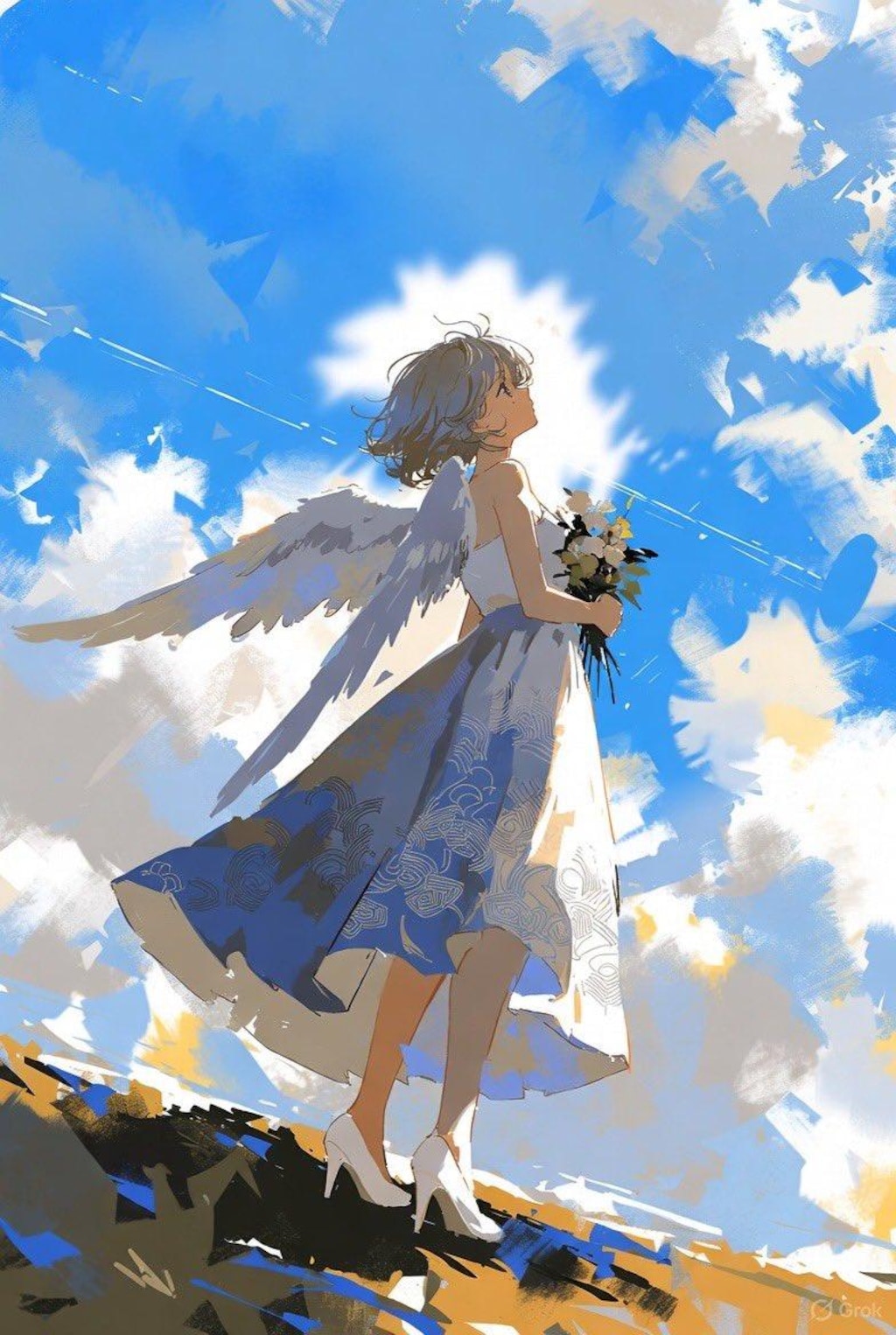 花束を持った天使