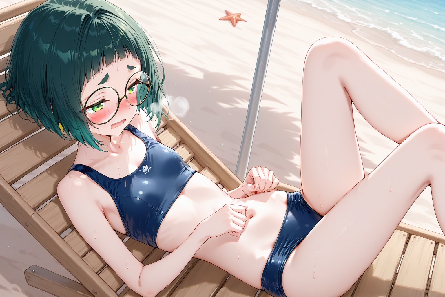 めがねちゃん on the beach