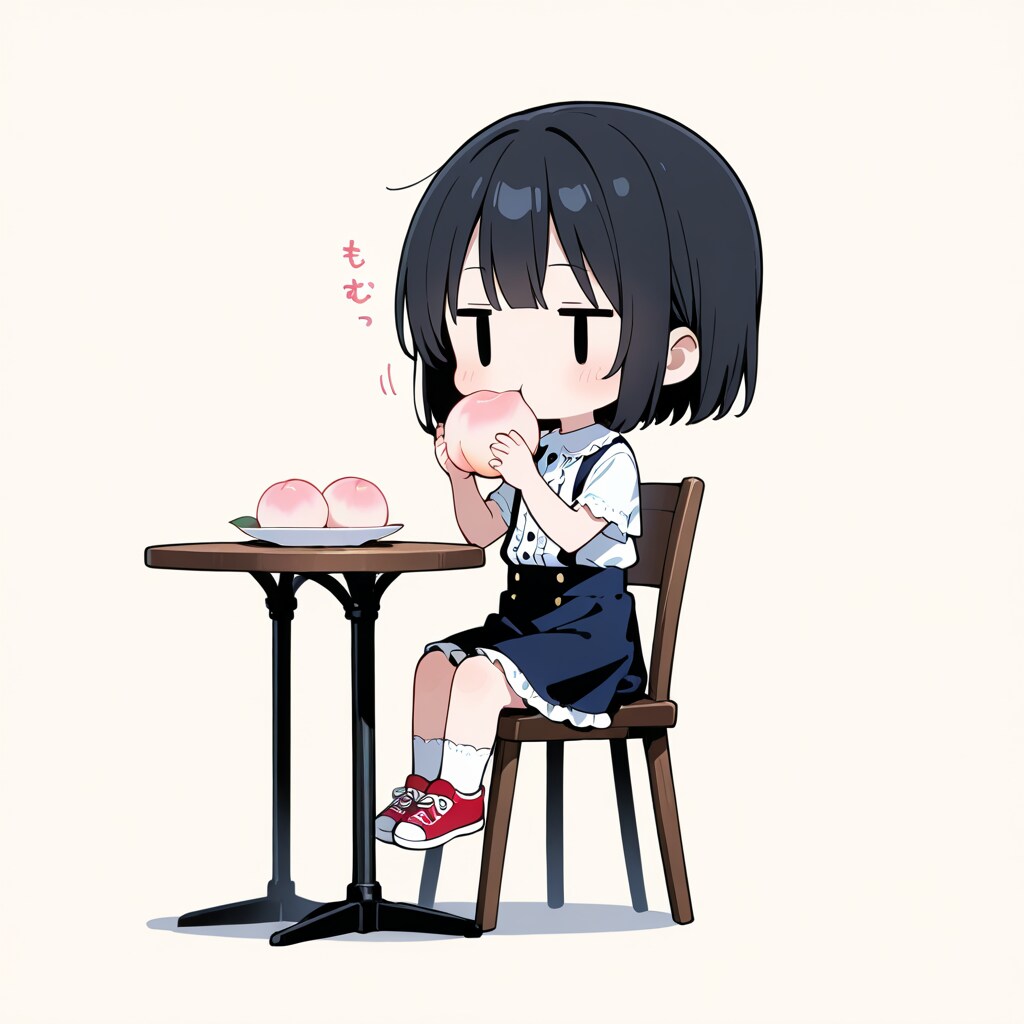 桃を食べる（福島産）