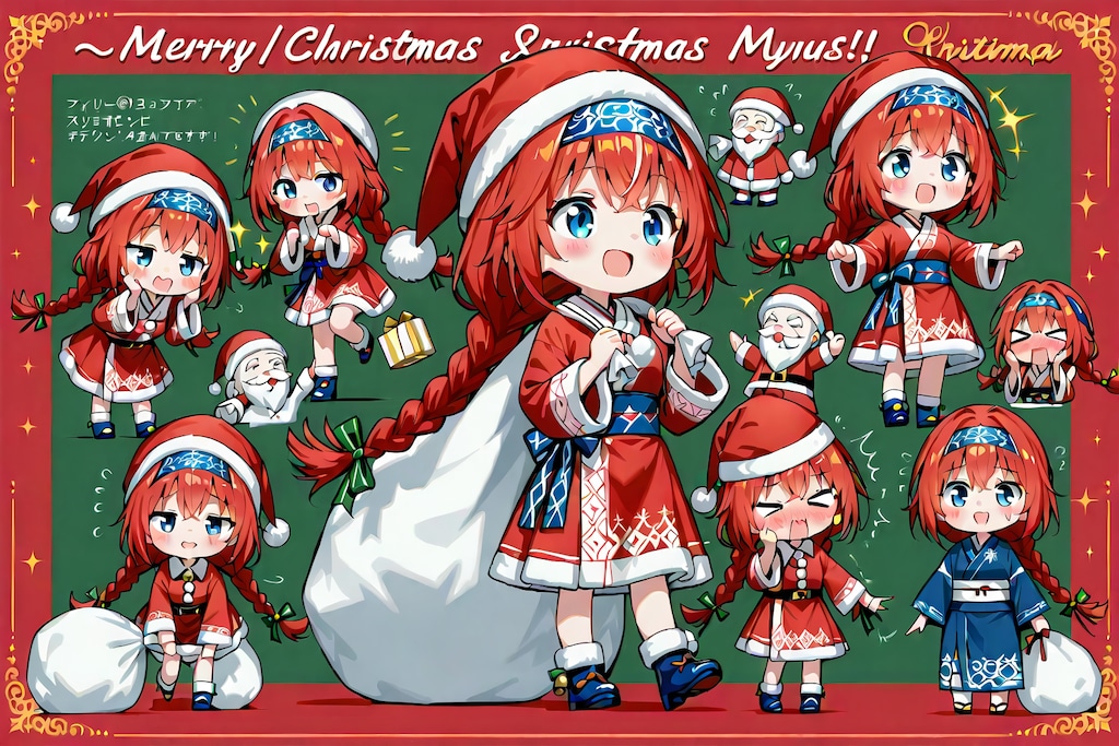 サンタクロポックルくんクリスマスカード風