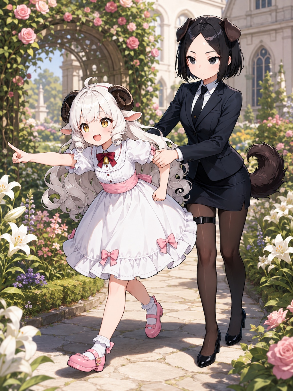 ひつじのお嬢様と警護のわんこ