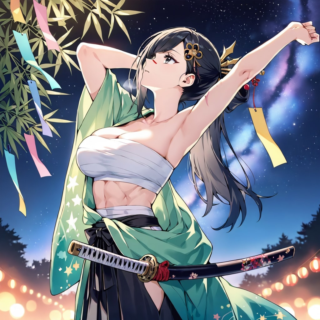 七夕と女浪人と天の川