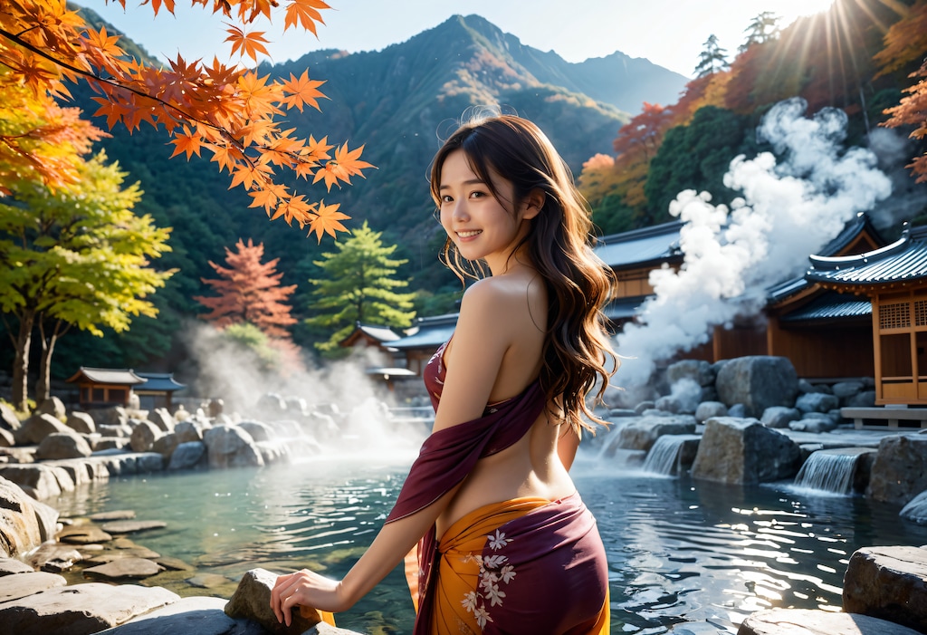 秋の温泉と紅葉