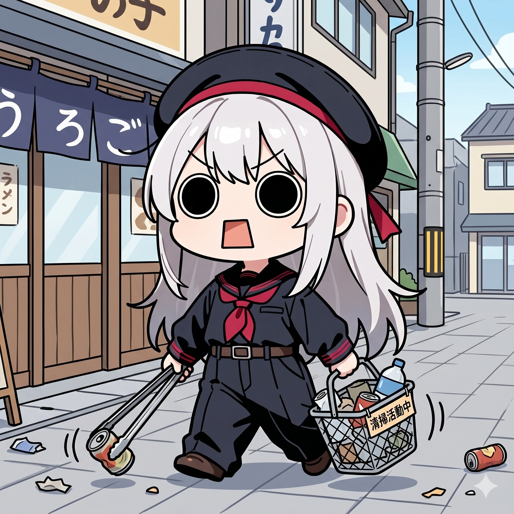 街の清掃活動中えらいこっちゃ嬢 | の人気AIイラスト・グラビア