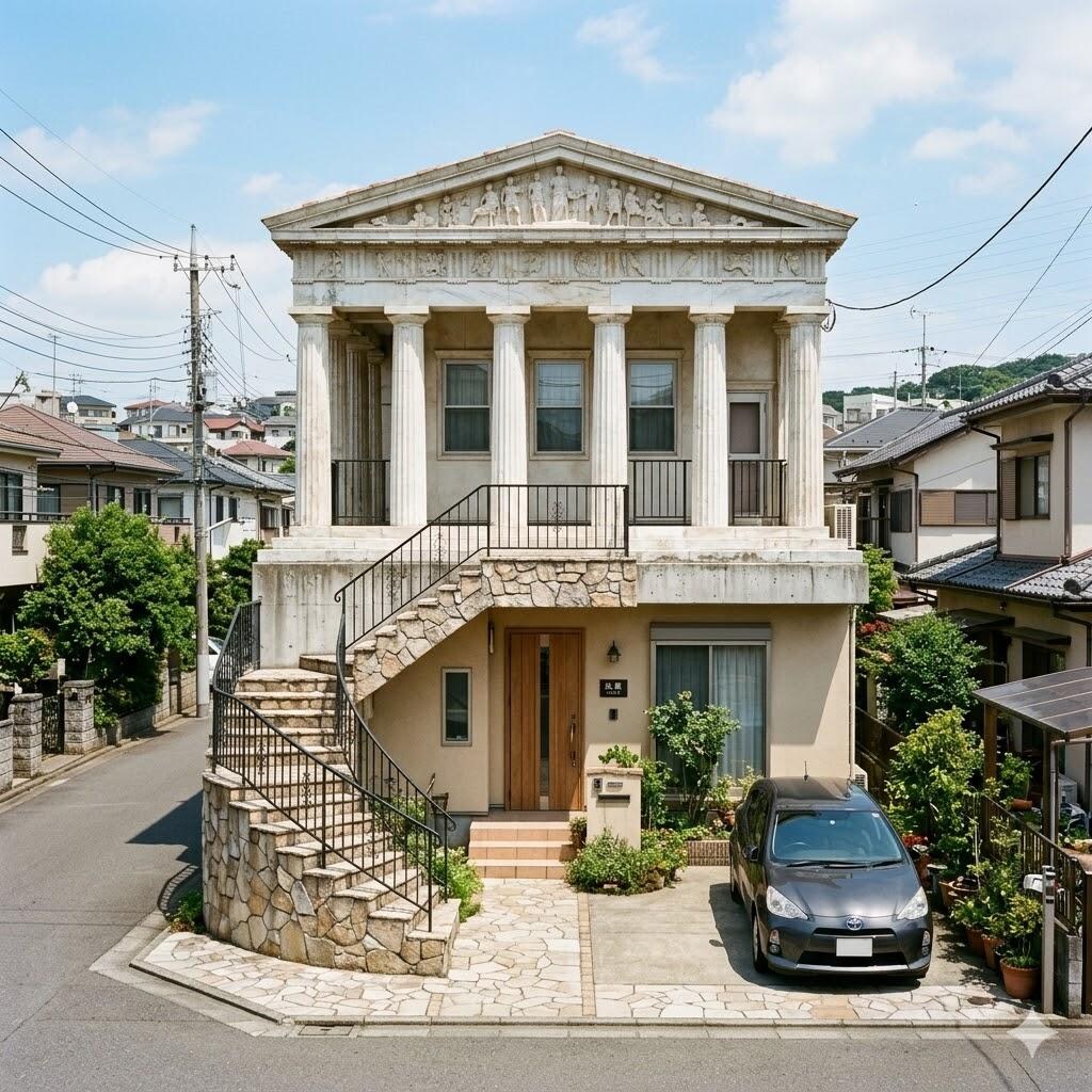 二階が神殿になっている家