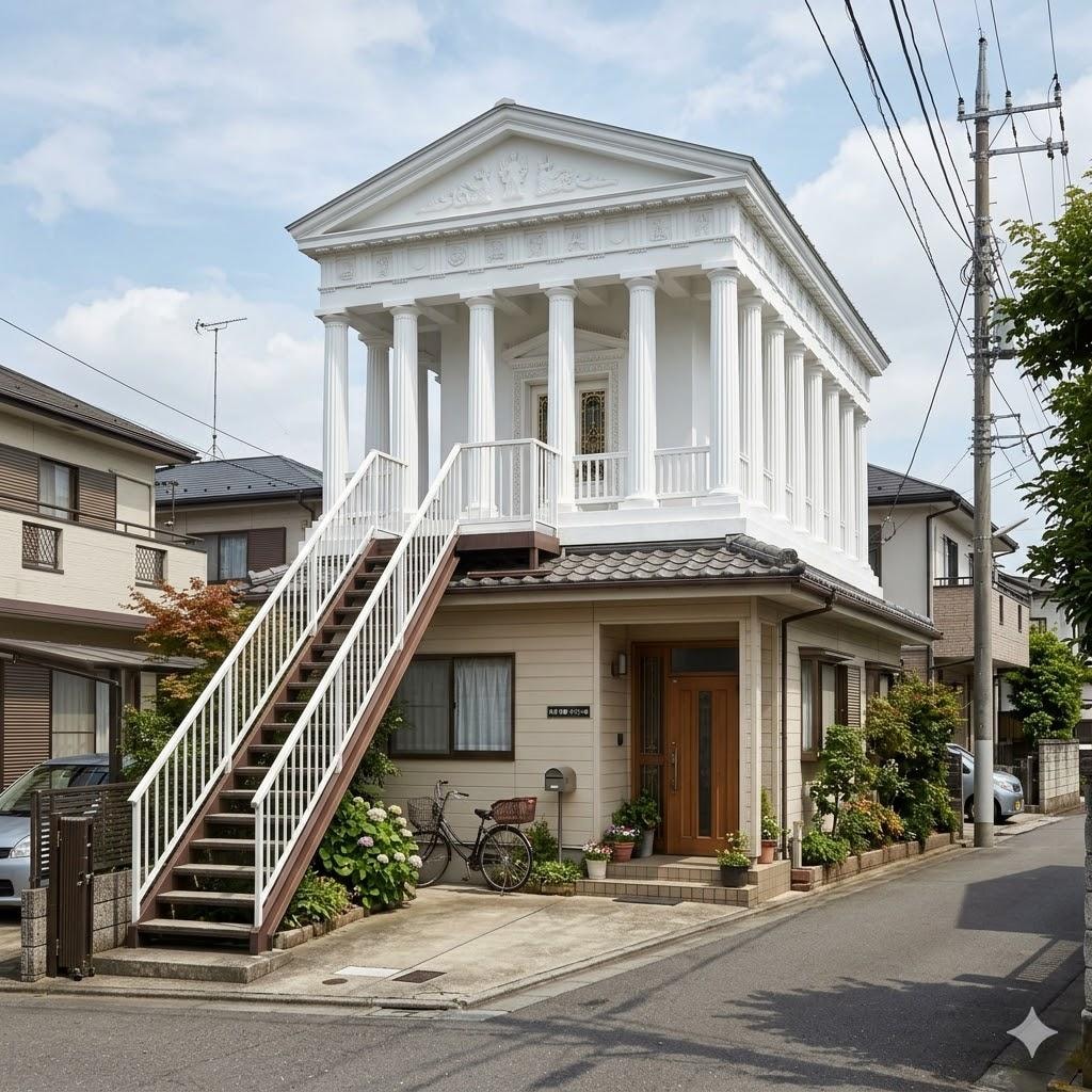 二階が神殿になっている家