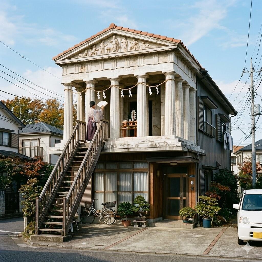 二階が神殿になっている家