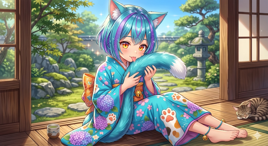 ミケちゃんの毛繕い😋