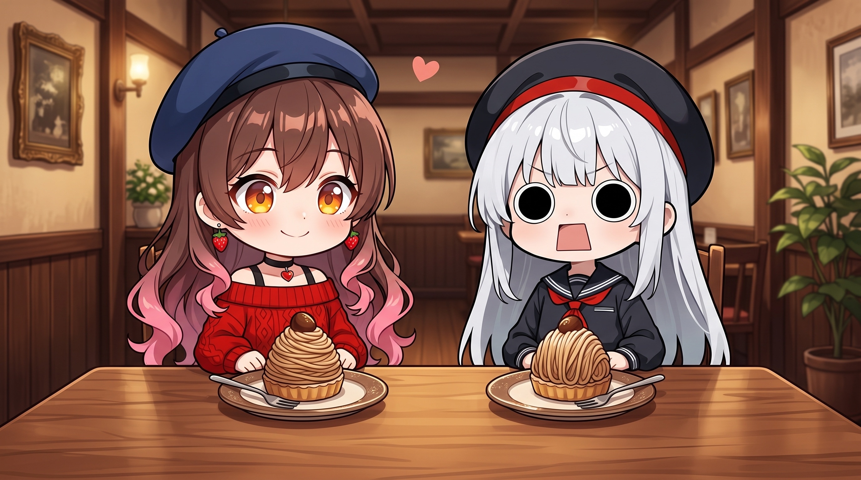 Sumiさんとモンブランを頂くえらいこっちゃ嬢 | の人気AIイラスト・グラビア