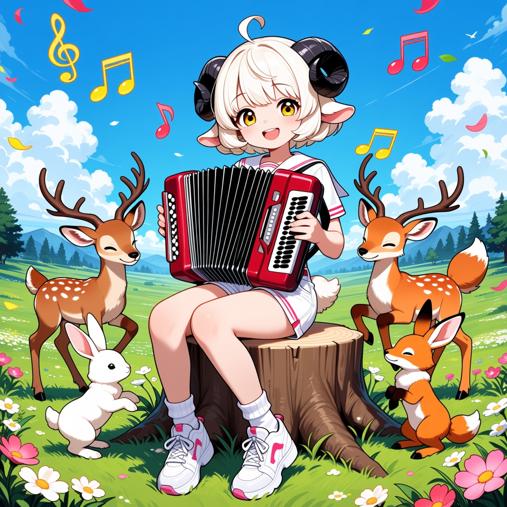アコーディオンを弾くメイちゃん♡