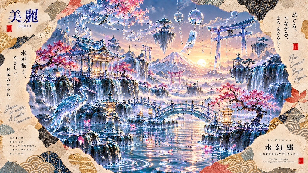 The Water Blossom Estate — A Japan of Flowing Kindness  Water weaves new stories for a kinder tomorr