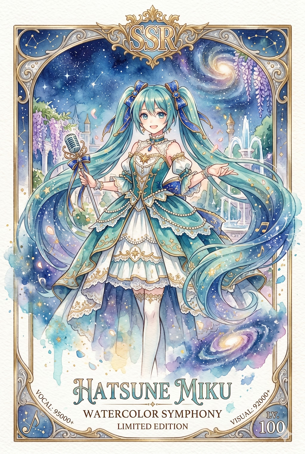 水彩画ミクさん　SSRミクさんの微笑み