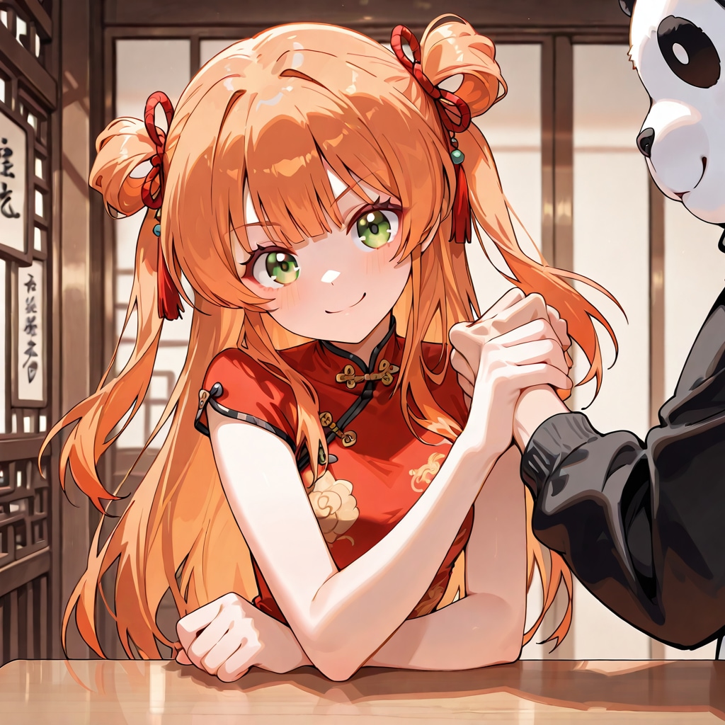 パンダと腕相撲