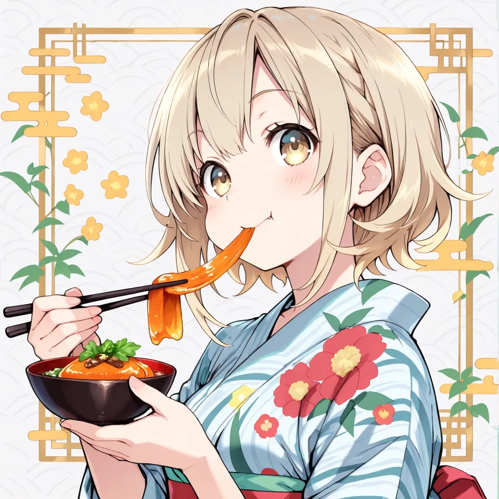 きなこちゃんに餅を食べて貰う