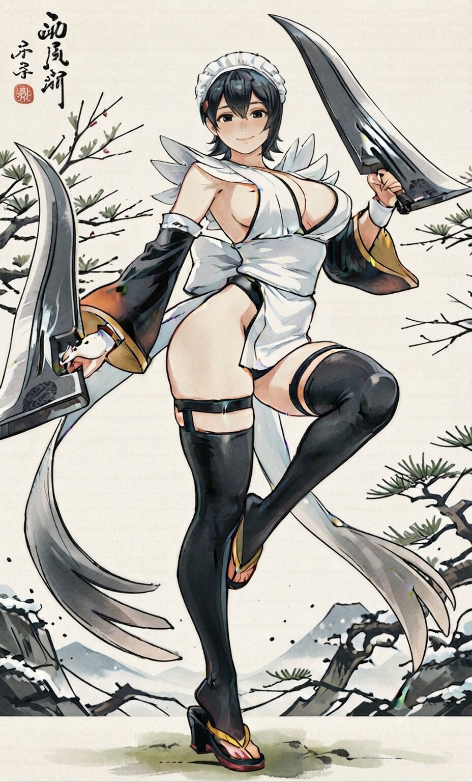 水墨画調のい〇はちゃん💕