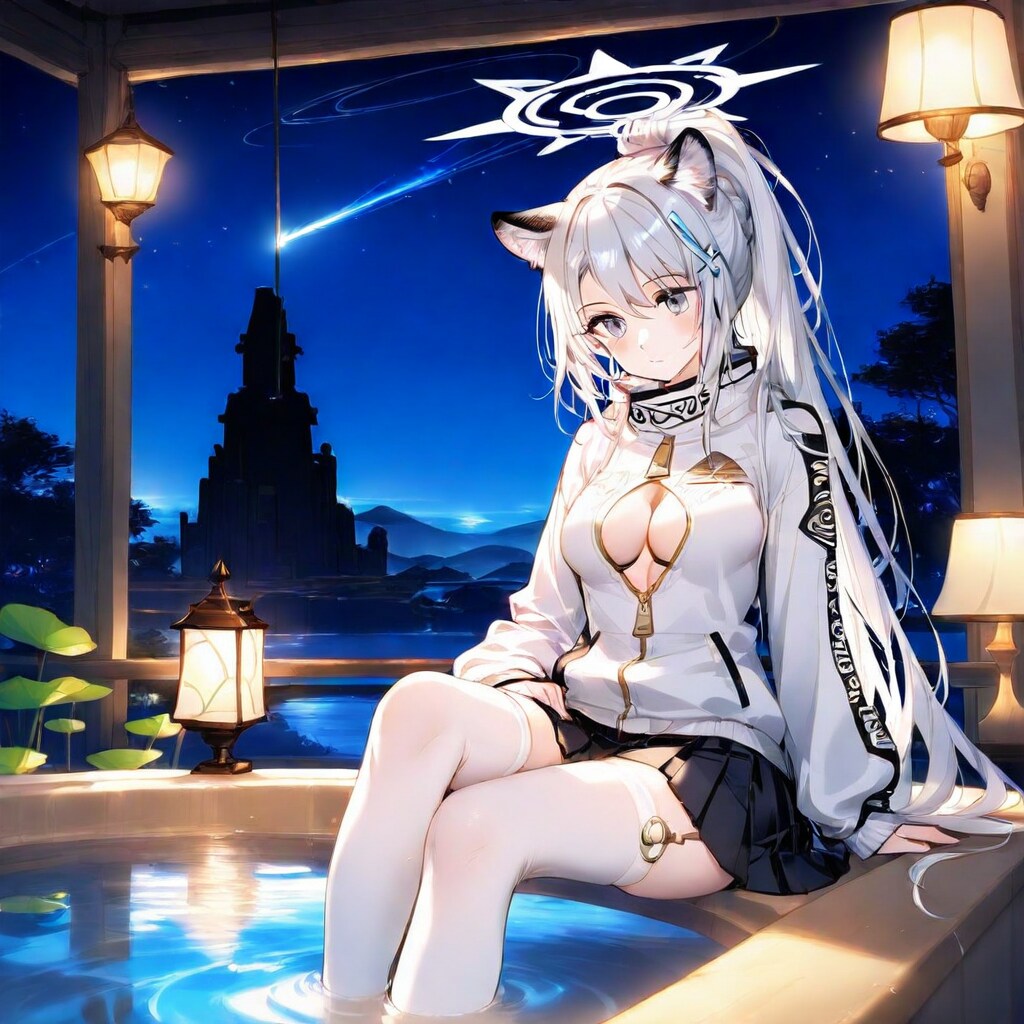 足湯で白ニーソってコレ良いのかな・・・？ | の人気AIイラスト・グラビア