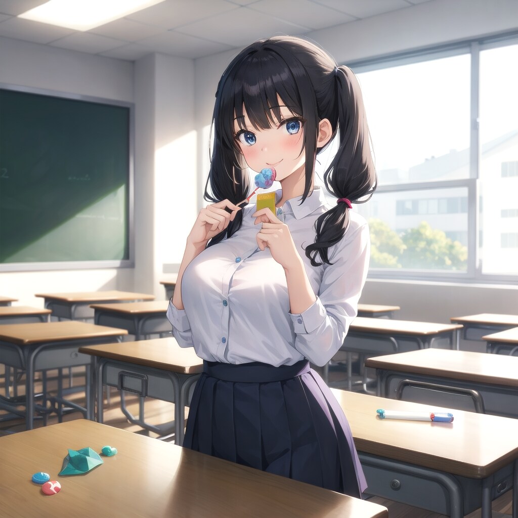講義中にこっそりお菓子を食べる彼女