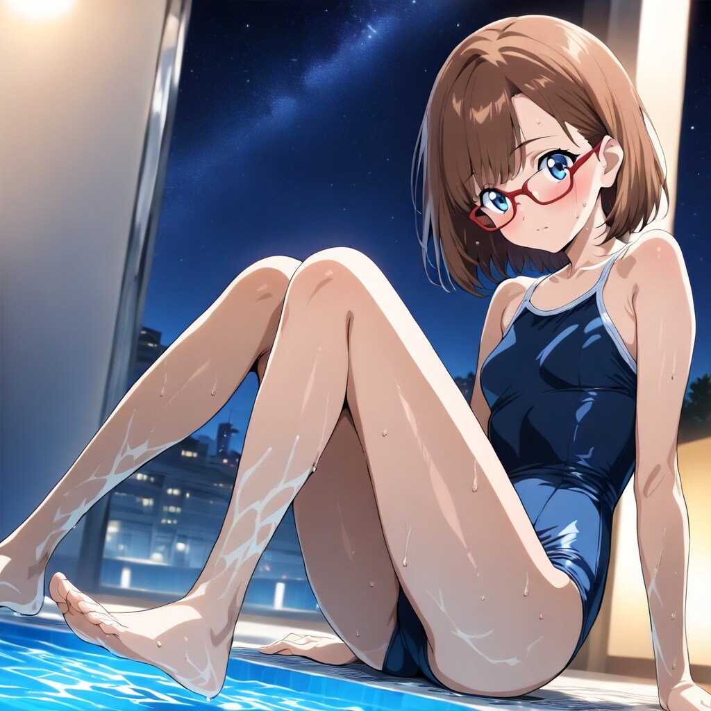夜の室内プール