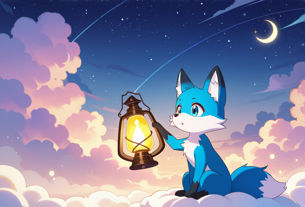 タイトル「星を灯すきつねさん」